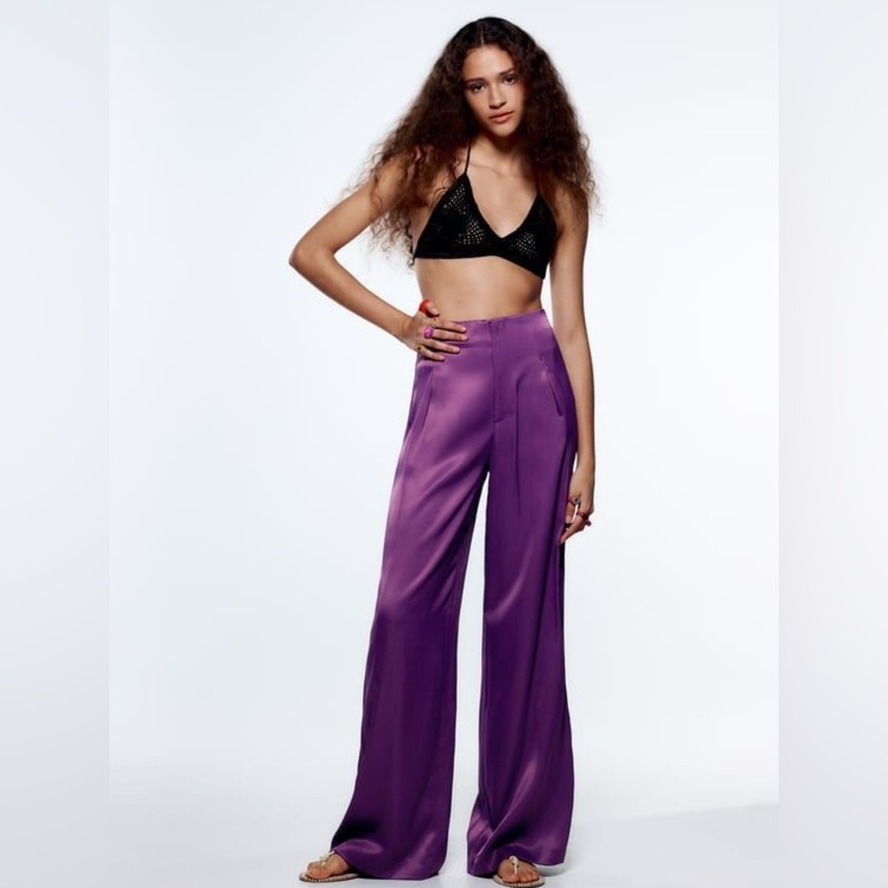 Zara purple wide leg pants
